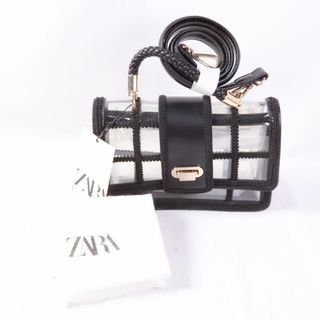 ザラ(ZARA)のZARA   ザラ　チェックバック　黒　透明　タグ付き(ショルダーバッグ)