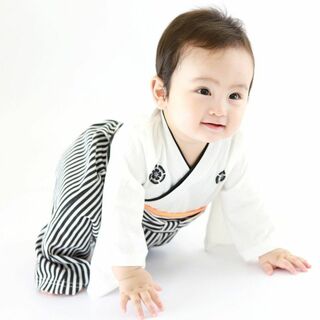 袴 ロンパース 白 サイズ70cm 男の子 人気 袴 羽織はかま 和装 初節句(和服/着物)