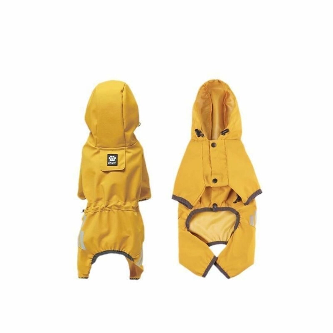 犬 レインコート フード付 ペット用 小型犬 中型犬  お散歩  ヤマブキ色 Ｌ その他のペット用品(犬)の商品写真