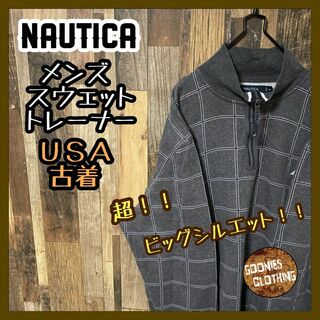 NAUTICA - チェック ハーフジップ グレー ノーティカ メンズ 2XL トレーナースウェット