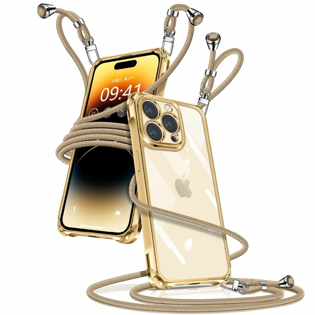 【サイズ:iPhone14Pro_色:金】iPhone 14 Pro ケース ク スマホ/家電/カメラのスマホアクセサリー(その他)の商品写真