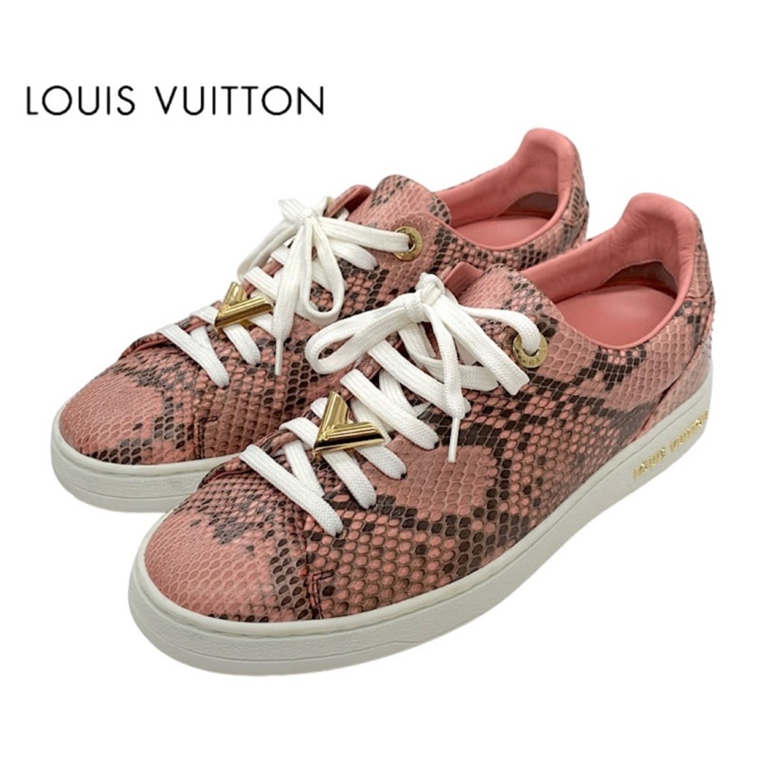 LOUIS VUITTON(ルイヴィトン)の未使用 ルイヴィトン LOUIS VUITTON フロントローライン スニーカー 靴 シューズ パイソン ロゴ V金具 レザー ピンク レディースの靴/シューズ(スニーカー)の商品写真