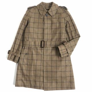 マッキントッシュ(MACKINTOSH)の極美品▼MACKINTOSH LONDON マッキントッシュロンドン チェック柄 ロゴ入りボタン ライナー付き トレンチコート 茶 L メンズ 日本製 正規品(トレンチコート)