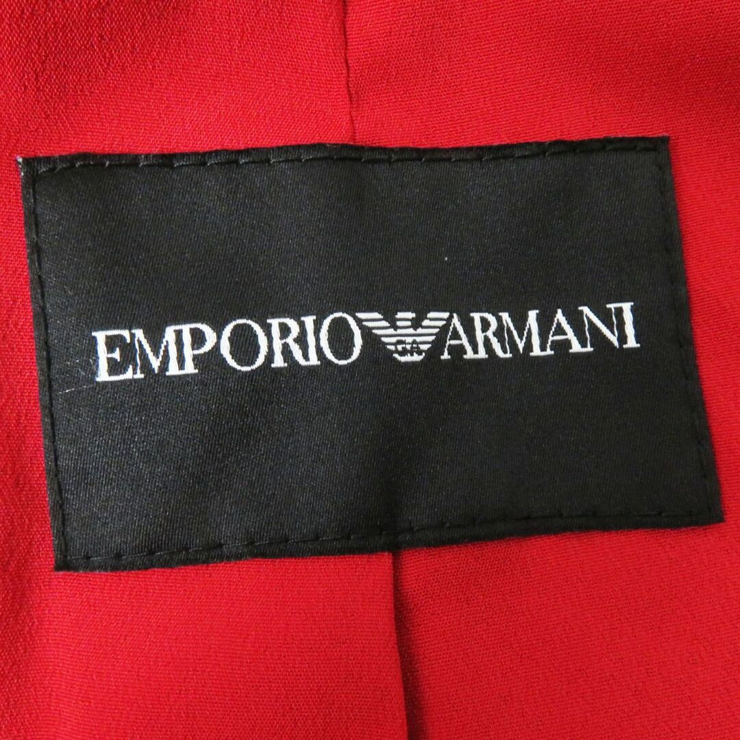 Emporio Armani(エンポリオアルマーニ)の美品◎正規品 19年 EMPORIO ARMANI エンポリオ アルマーニ レディース ラムレザー シングル ZIP ライダースジャケット レッド 赤 01 レディースのジャケット/アウター(ライダースジャケット)の商品写真