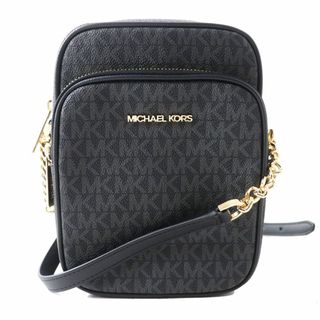 マイケルコース(Michael Kors)の未使用品◎MICHAEL MICHAEL KORS マイケルコース JET SET GIRLS NS チェーン クロスボディ コーテッドキャンバス ミディアムバッグ 黒灰 袋(ショルダーバッグ)