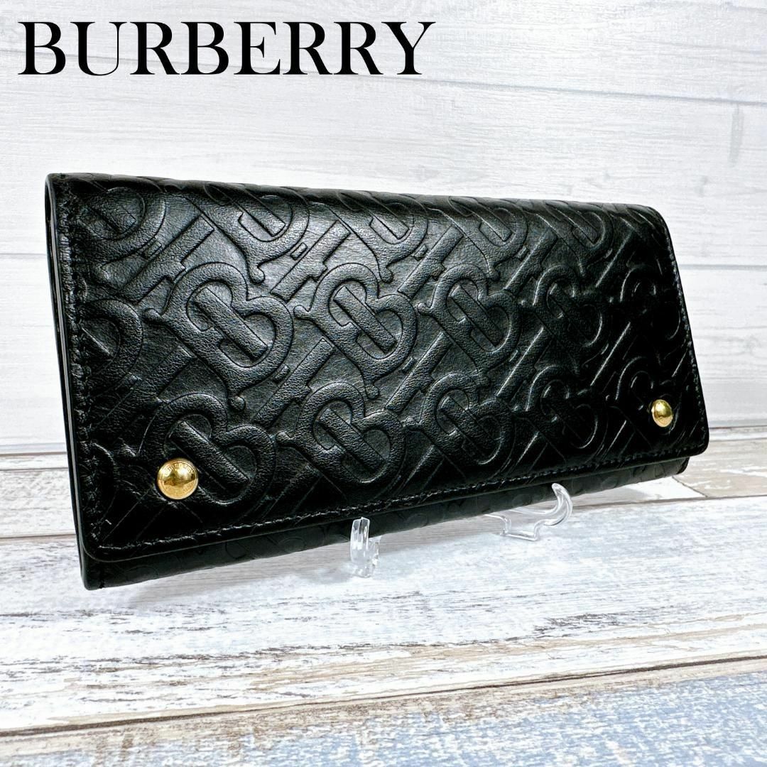 BURBERRY(バーバリー)のバーバリー TB モノグラム 長財布 折り財布 8011605 ブラック レディースのファッション小物(財布)の商品写真