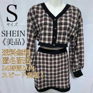 シーイン(SHEIN)の【美品！送料無料！匿名配送！】SHEIN ★格子縞プリントトップス ＆ スカート(ミニワンピース)