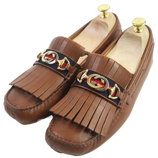 グッチ(Gucci)の美品 GUCCI グッチ 575642 レザー インターロッキングG キルト ビットローファー モカシン ドライビングシューズ ブラウン 6.5 箱・保存袋付き イタリア製 メンズ(その他)