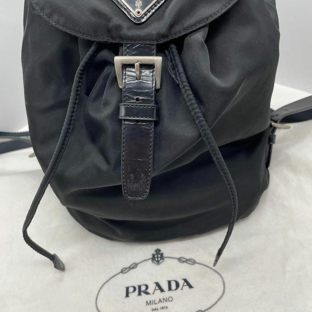 PRADA - 15 美品 プラダ ナイロン レザー 三角ロゴ ブラック 黒