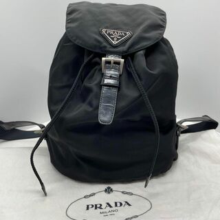 プラダ(PRADA)の15 美品　プラダ　ナイロン　レザー　三角ロゴ　ブラック　黒　リュックサック(リュック/バックパック)