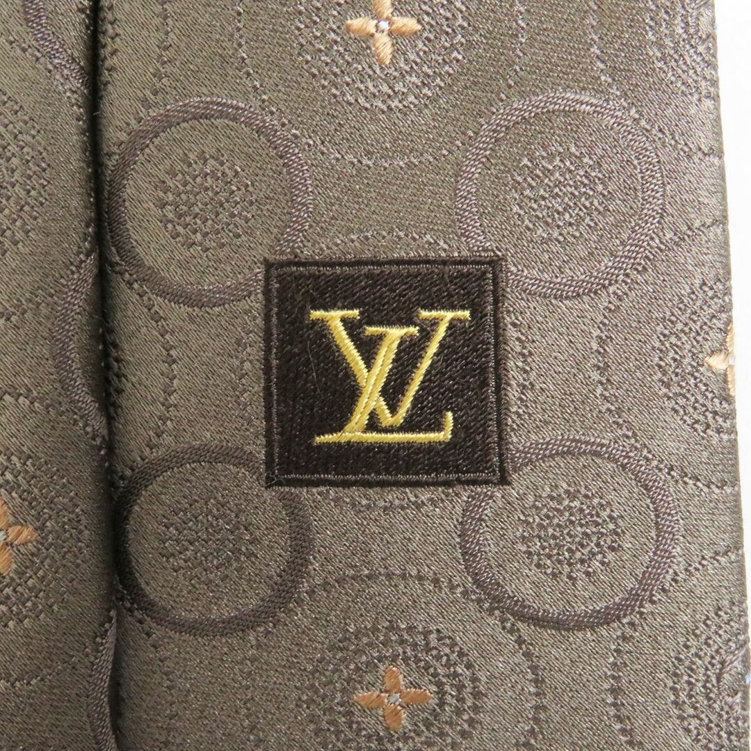 LOUIS VUITTON(ルイヴィトン)の極美品□LOUIS VUITTON/ルイヴィトン モノグラムフラワー サークル エンブロイダリー シルク100％ ネクタイ/レギュラータイ ブラウン 伊製 メンズのファッション小物(ネクタイ)の商品写真