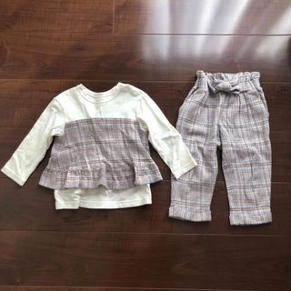 ジーユー(GU)のGU BABY(TODDLER)GIRLSチェックセットアップ 90cm(その他)