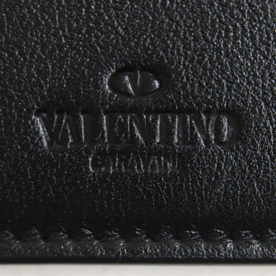 valentino garavani(ヴァレンティノガラヴァーニ)の美品▼VALENTINO GARAVANI ヴァレンティノ ガラヴァーニ ロックスタッズスパイク レザー マネークリップ 札入れ/2つ折り財布 黒×ガンメタ メンズのファッション小物(マネークリップ)の商品写真