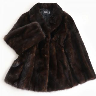 極美品☆Palody　パロディ　MINK　ミンク　裏地シルク混　本毛皮コート　ブラウン　15号　毛質艶やか・柔らか◎(毛皮/ファーコート)