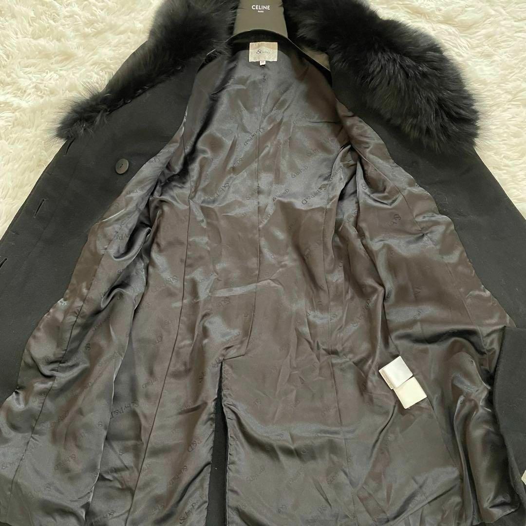 Pinky&Dianne(ピンキーアンドダイアン)のピンキーアンドダイアン　ロングコート　アンゴラ混　フォックスファー　ブラック レディースのジャケット/アウター(ロングコート)の商品写真