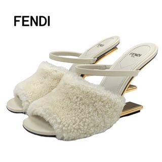 フェンディ(FENDI)の未使用 フェンディ FENDI ファースト サンダル ミュール パーティーシューズ 靴 シューズ メタルヒール シープスキン ベージュ系(サンダル)