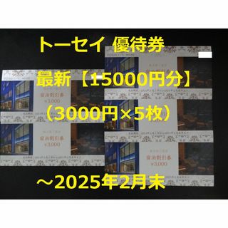 最新【15000円分】トーセイ 優待券 ～2025年2月末(宿泊券)