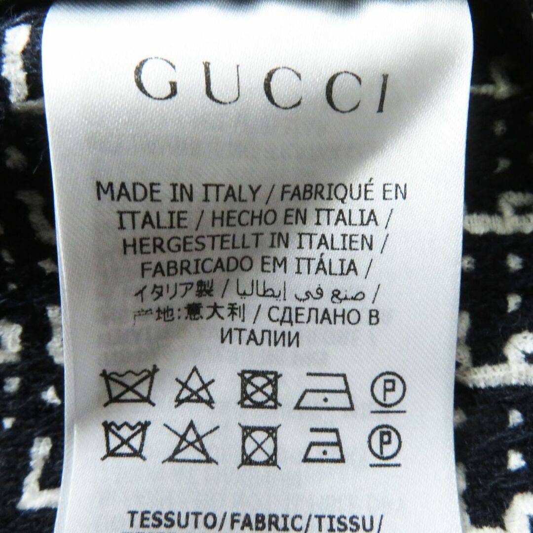 Gucci(グッチ)の極美品◎正規品 イタリア製 GUCCI グッチ 597087 レディース Gロゴ フレアスカート スクエア ウール混 ブラック×ホワイト 38 レディースのスカート(ロングスカート)の商品写真