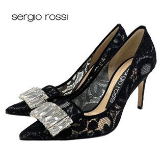 セルジオロッシ(Sergio Rossi)のセルジオロッシ sergio rossi パンプス パーティーシューズ 靴 シューズ ビジュー sr1 レース ブラック 黒(ハイヒール/パンプス)