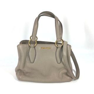 ミュウミュウ(miumiu)のミュウミュウ MIUMIU ヴィッテロ ロゴ 2WAY ハンドバッグ カバン ショルダーバッグ 斜め掛け トートバッグ レザー グレージュ系(トートバッグ)