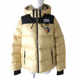 バーバリー(BURBERRY)の極美品△正規品 バーバリー ロンドン イングランド ティッシ期 8021355 レディース ロゴパッチ付 ダウンジャケット ベージュ×ブラック XS(ダウンジャケット)