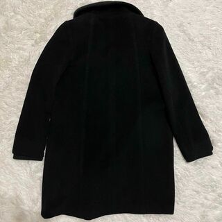INDIVI - INDIVI ロングコート 黒 アンゴラ 羊毛 38 リブ襟 高級素材