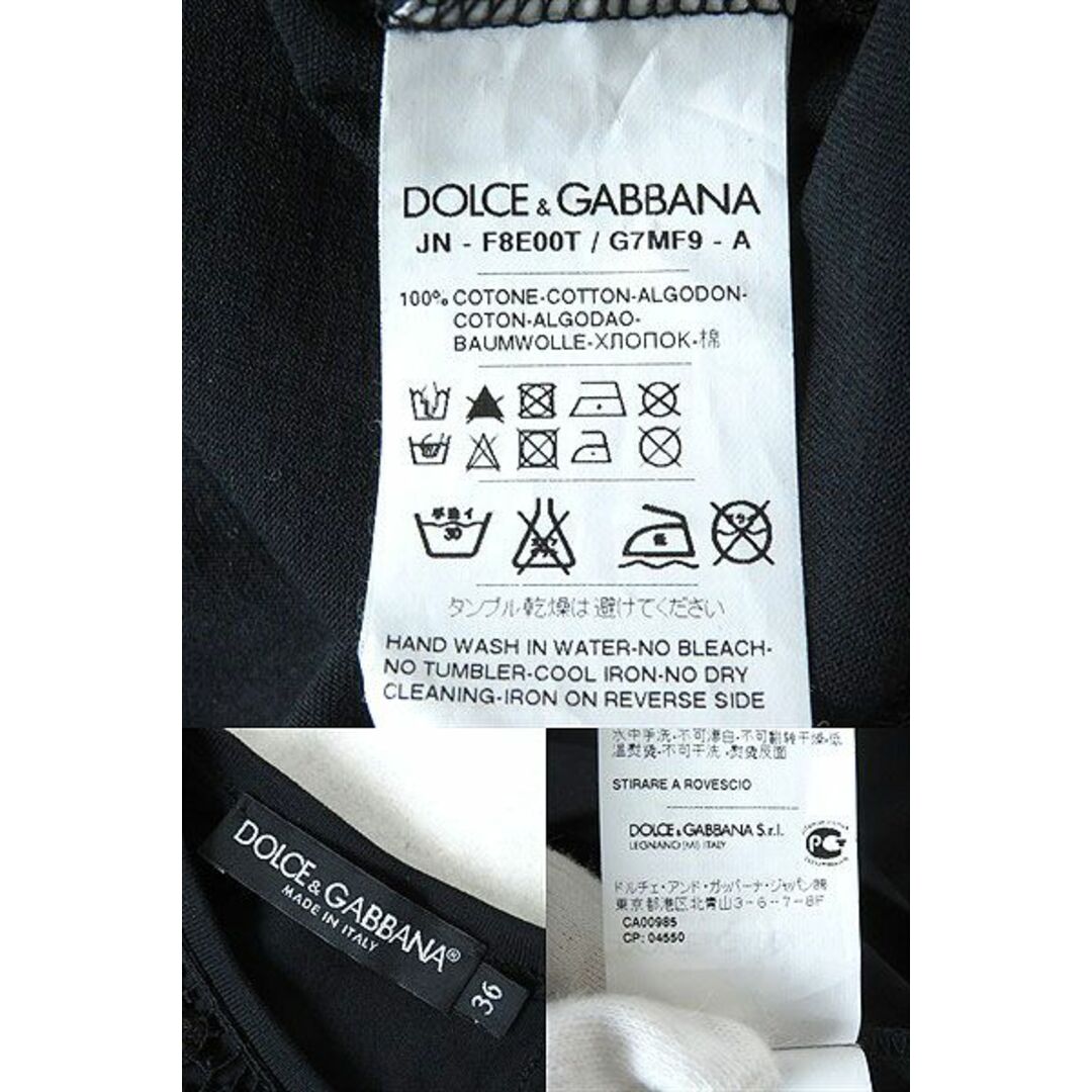 DOLCE&GABBANA(ドルチェアンドガッバーナ)の極美品△正規品 DOLCE＆GABBANA ドルチェ＆ガッバーナ 黒タグ レース使い ノースリーブ カットソー タンクトップ レディース 36 黒 伊製 レディースのトップス(カットソー(半袖/袖なし))の商品写真