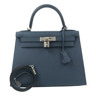 エルメス(Hermes)の　エルメス HERMES ケリー28 外縫い B刻 ディープブルー シルバー金具 エプソン レディース ショルダーバッグ(ショルダーバッグ)