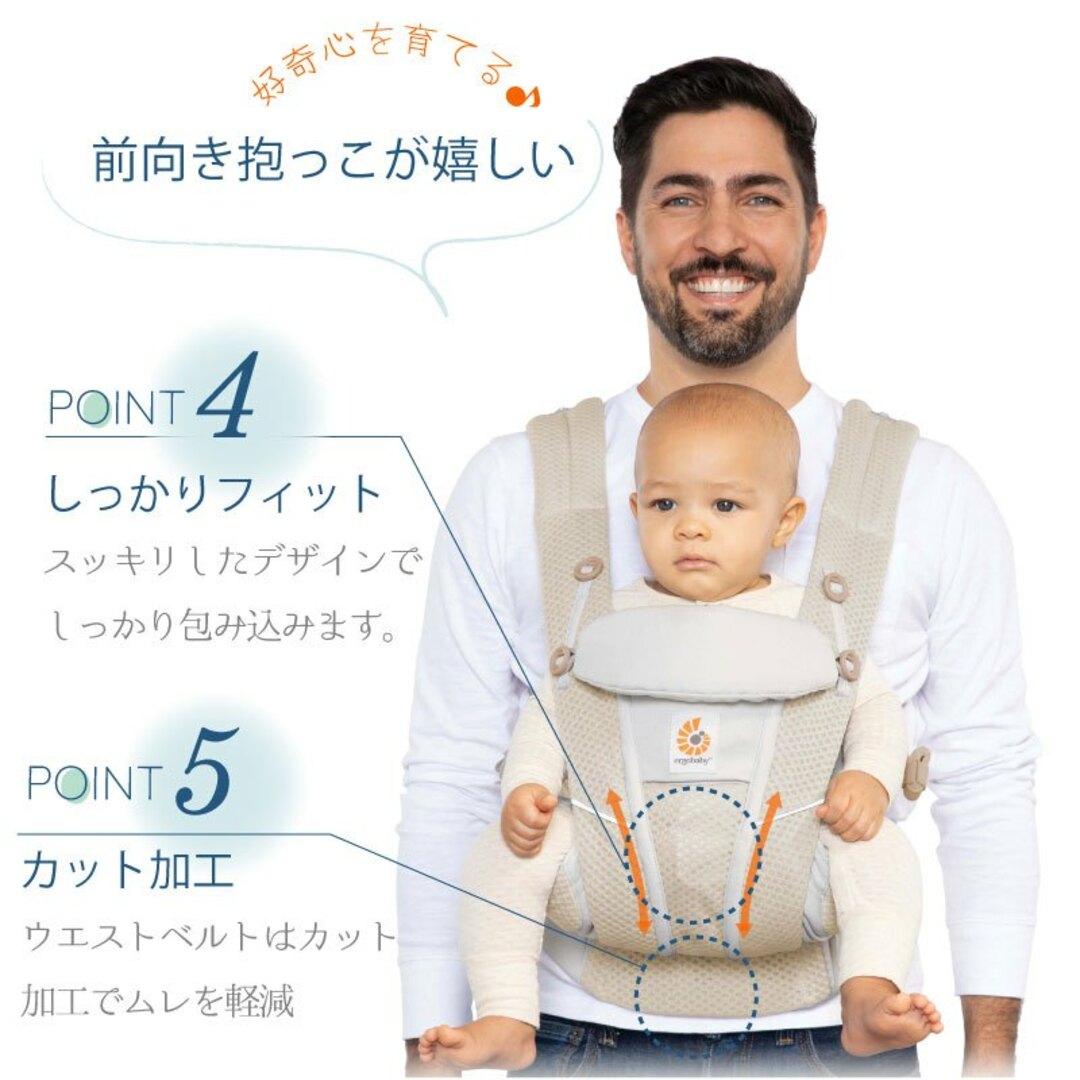 Ergobaby(エルゴベビー)の未使用■Ergobaby(エルゴベビー) オムニ ブリーズ OMNI Breeze サファイアブルー BCZ360PSAPBLUDAD 新生児~2ヶ月 リプロス ベビー用品 抱っこ紐 キッズ/ベビー/マタニティの外出/移動用品(抱っこひも/おんぶひも)の商品写真