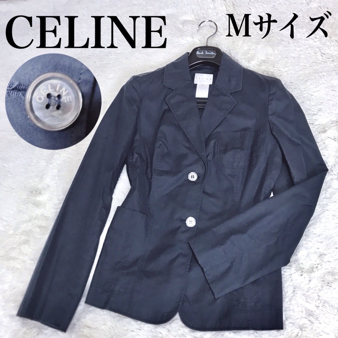 celine(セリーヌ)の美品 CELINE セリーヌ 紺ブレ テーラードジャケット 2B ブレザー 紺色 レディースのジャケット/アウター(テーラードジャケット)の商品写真