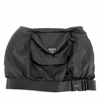 プラダ(PRADA)の【限定価格】PRADA プラダ スカート トライアングルロゴ ミニスカート バックル 服 アパレル 36 21H903 ブラック 黒 シルバー金具  ポリアミド   レディース 美品【中古品】(その他)