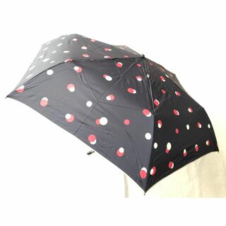 折りたたみ傘　軽量　レディース  雨傘　新品　二重ドット柄　濃紺(傘)