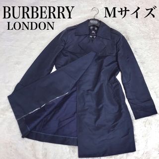 バーバリー(BURBERRY)の極美品 BURBERRY チェック トレンチコート ネイビー ステンカラーコート(トレンチコート)