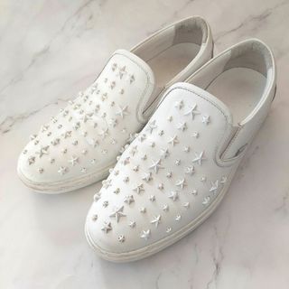 ジミーチュウ(JIMMY CHOO)のJIMMY CHOO ジミーチュウ  スリッポン  白  42 スニーカー 星(スリッポン/モカシン)