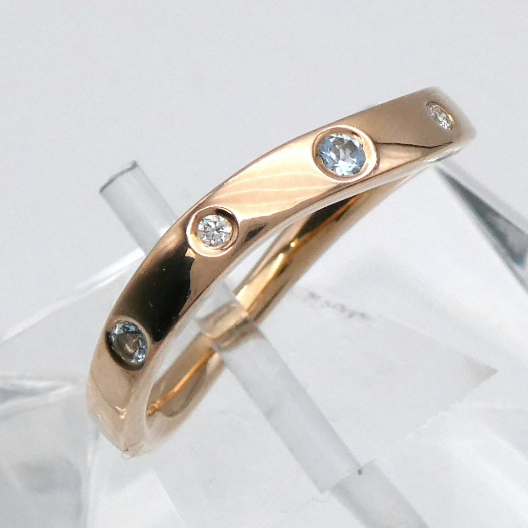 ４℃ リング K18PG ダイヤモンド ブルートパーズ 12号 レディースのアクセサリー(リング(指輪))の商品写真