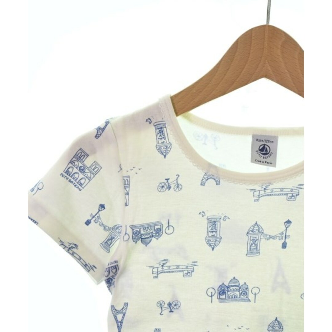 PETIT BATEAU(プチバトー)のPETIT BATEAU Tシャツ・カットソー 128 白x青(総柄) 【古着】【中古】 キッズ/ベビー/マタニティのキッズ服女の子用(90cm~)(Tシャツ/カットソー)の商品写真