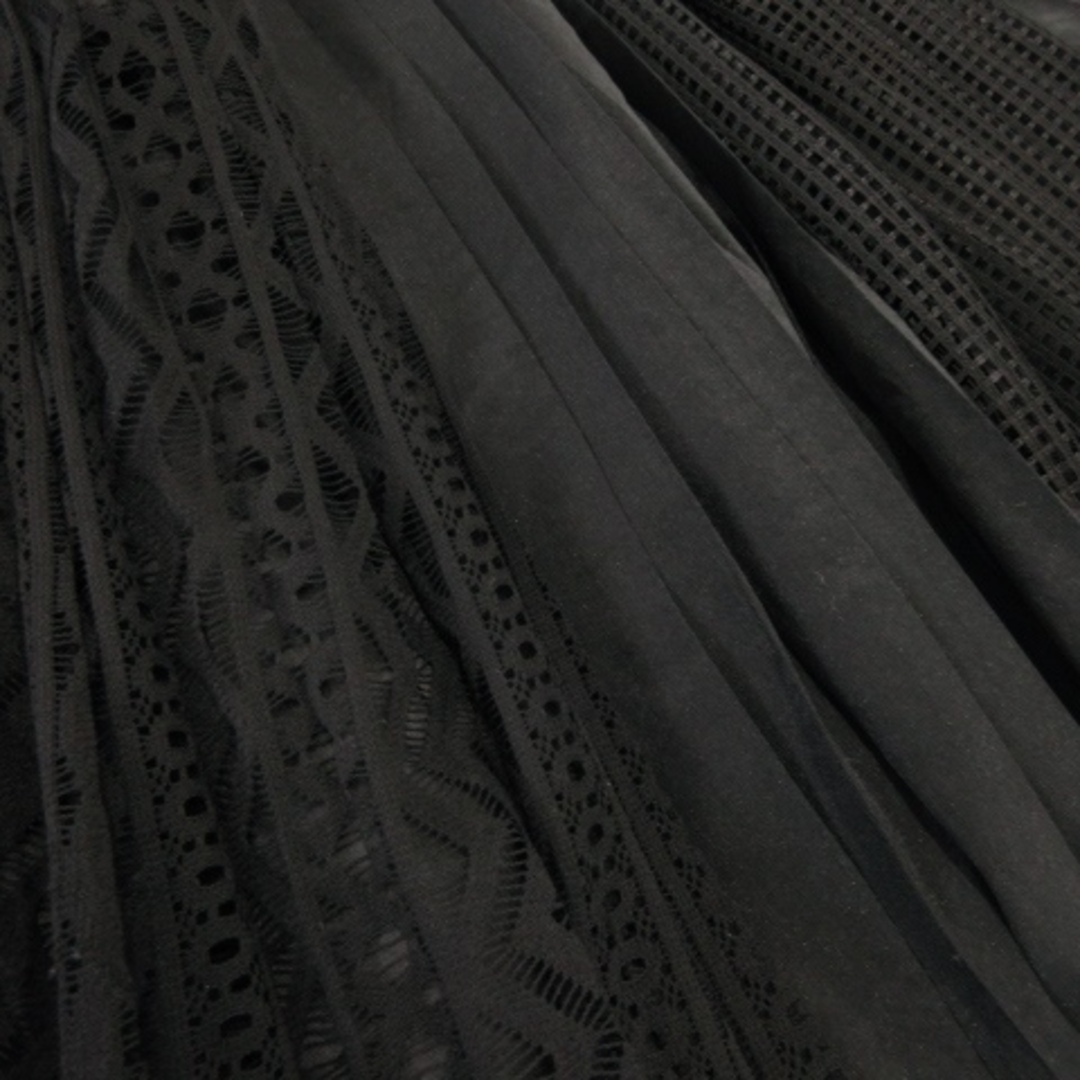 PAGEBOY(ページボーイ)のページボーイ スカート プリーツ ロング レース 切替 シアー ベルト F 黒 レディースのスカート(ロングスカート)の商品写真