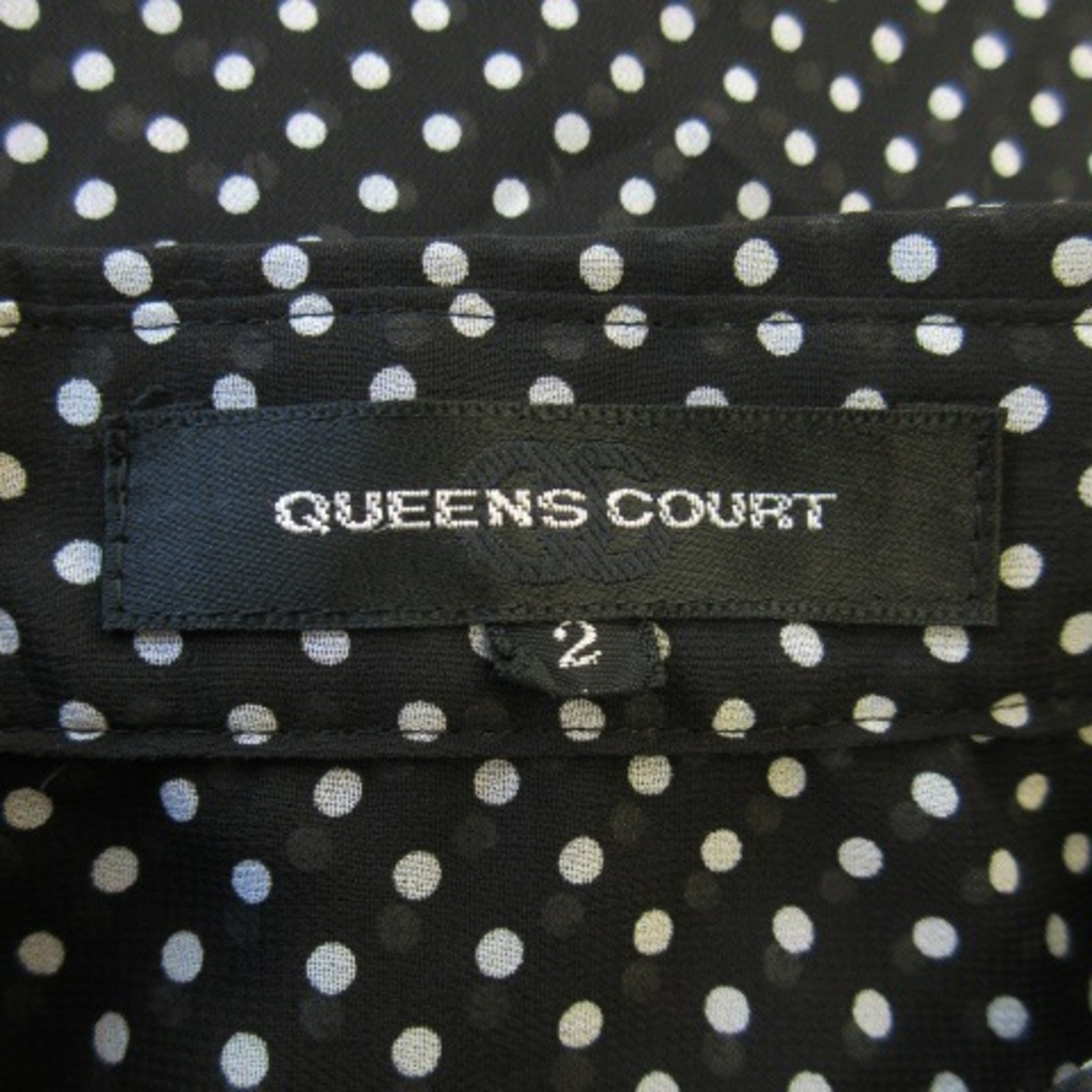 QUEENS COURT(クイーンズコート)のクイーンズコート シャツ ブラウス 半袖 フリル タック ドット シアー 2 黒 レディースのトップス(シャツ/ブラウス(半袖/袖なし))の商品写真