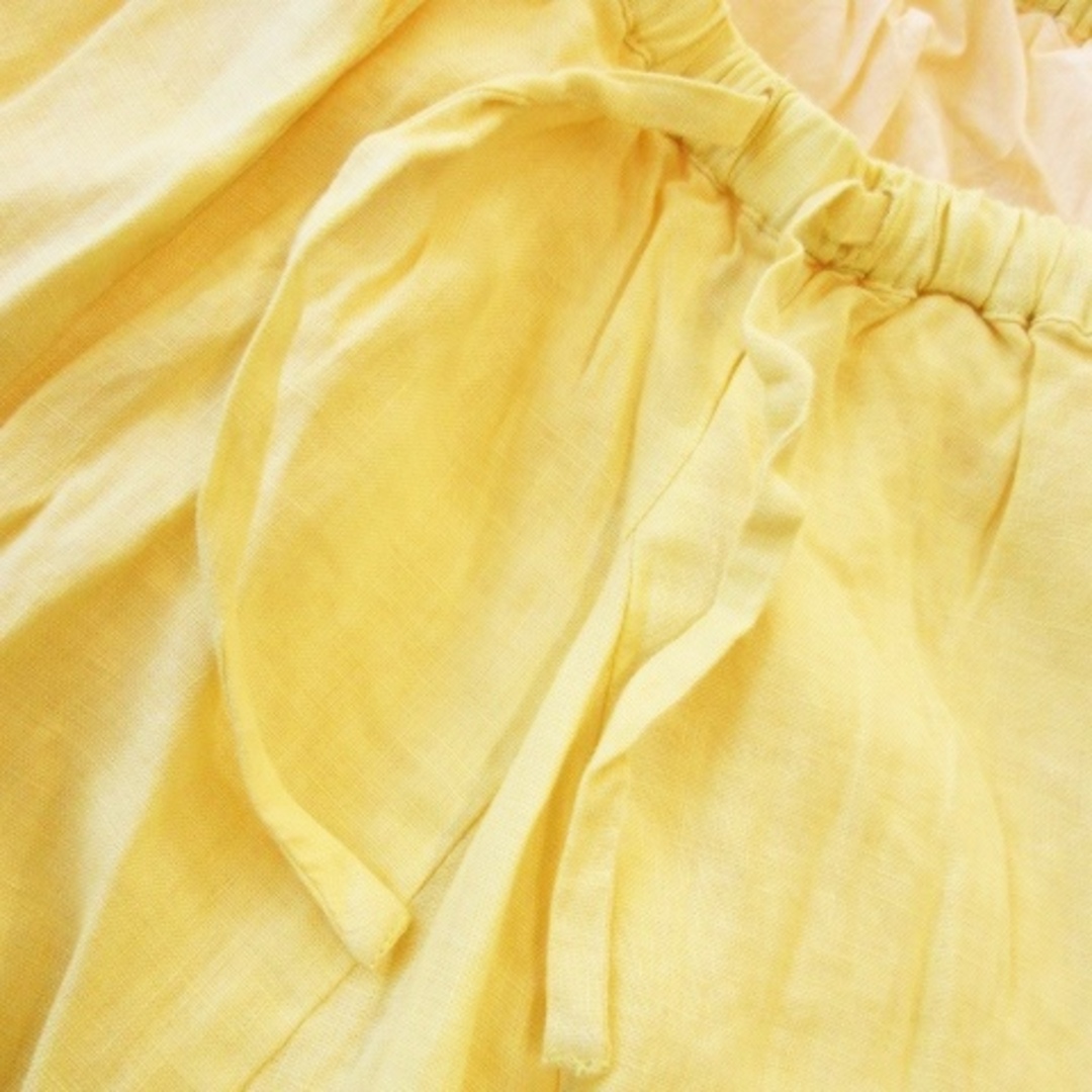 Ungrid(アングリッド)のアングリッド スカート リネン フレア ひざ丈 ボリューム ウエストゴム F 黄 レディースのスカート(ひざ丈スカート)の商品写真