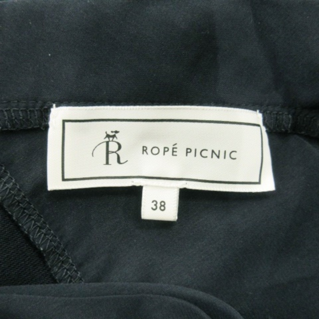 Rope' Picnic(ロペピクニック)のロペピクニック ブラウス Vネック 半袖 切替 カットソー リボン 38 紺 レディースのトップス(シャツ/ブラウス(半袖/袖なし))の商品写真