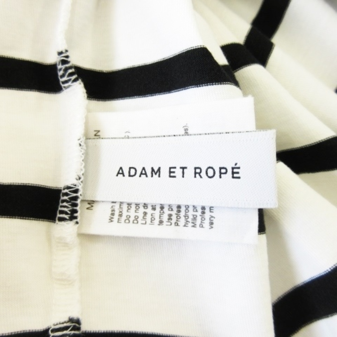 Adam et Rope'(アダムエロぺ)のアダムエロペ カットソー ボートネック 半袖 スムース ボーダー F 白 黒 レディースのトップス(カットソー(半袖/袖なし))の商品写真