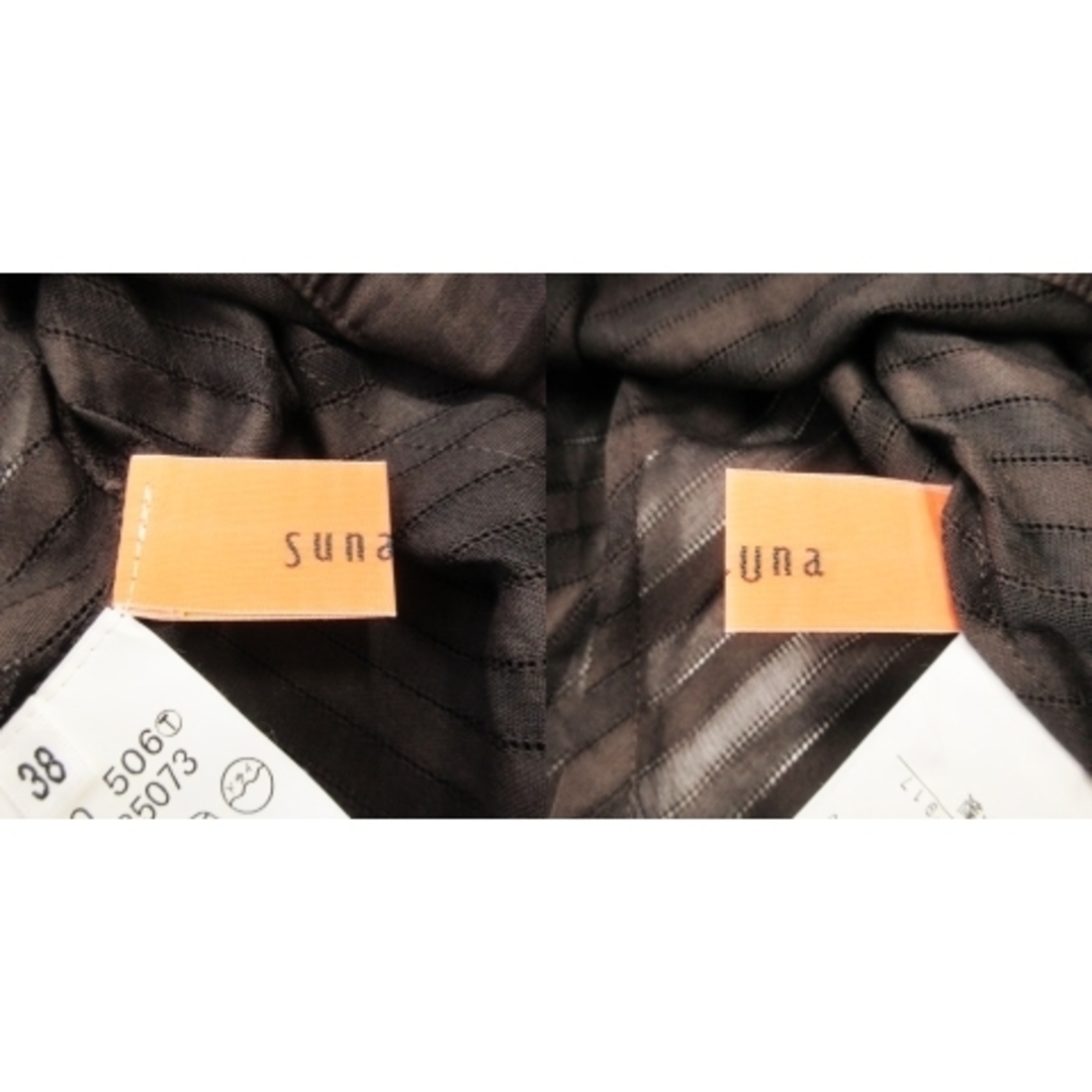SunaUna(スーナウーナ)のスーナウーナ シャツ ブラウス シアー スキッパー 七分袖 ストライプ 38 茶 レディースのトップス(その他)の商品写真