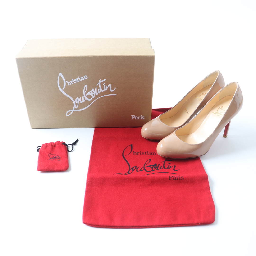 Christian Louboutin(クリスチャンルブタン)の極美品 Christian Louboutin クリスチャンルブタン SIMPLE PUMP 100 パテントレザー アーモンドトゥ パンプス ピンクベージュ 35.5 箱・保存袋付き イタリア製 レディース レディースの靴/シューズ(ハイヒール/パンプス)の商品写真