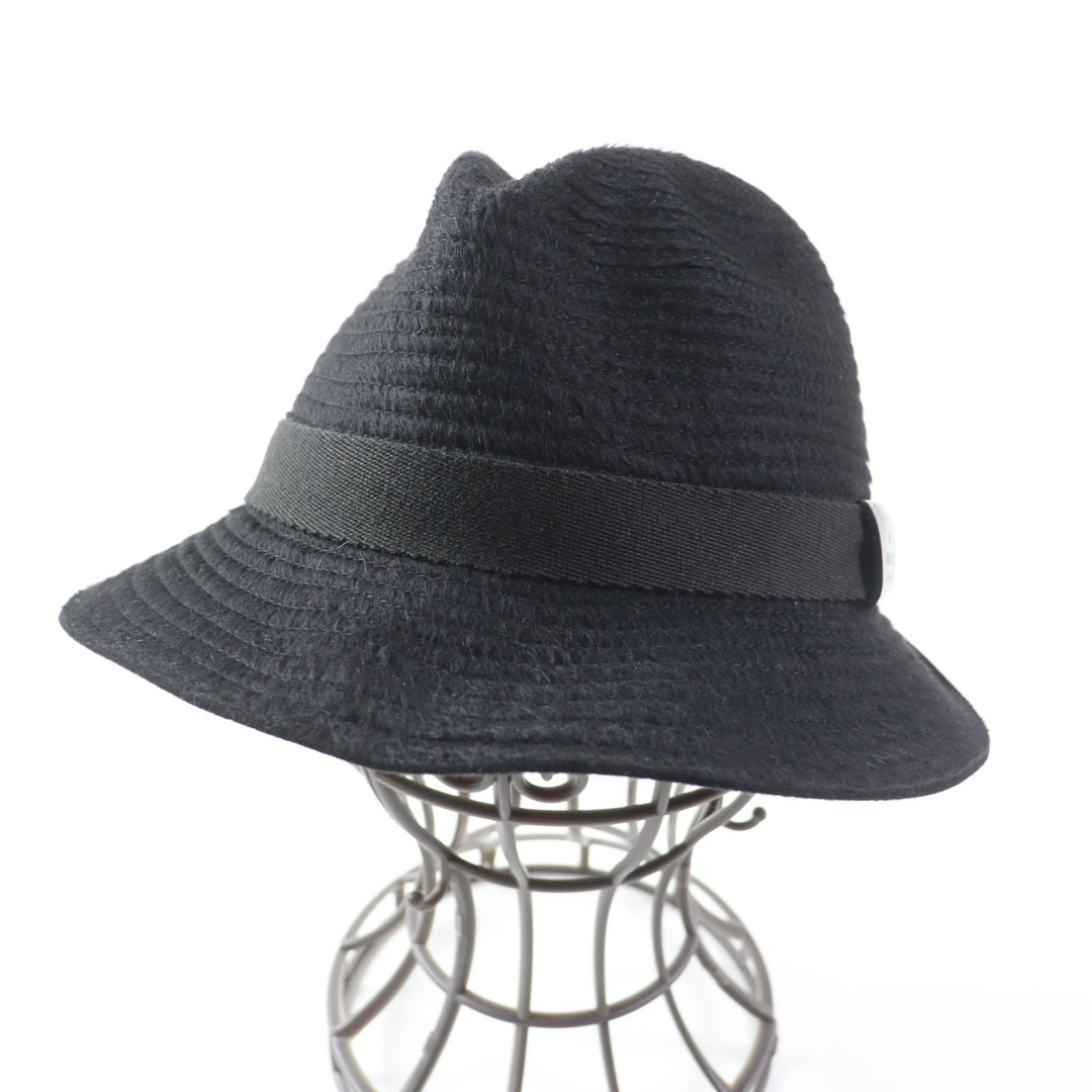 Gucci(グッチ)の美品 GUCCI グッチ 102580 ラビット レザーロゴパッチ付 中折れ帽/フェルトハット ブラック XL イタリア製 正規品 レディース レディースの帽子(ハット)の商品写真