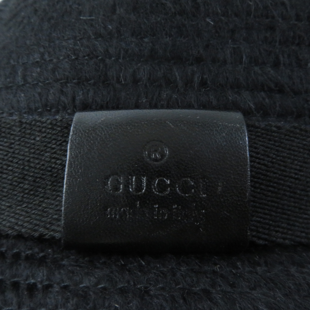 Gucci(グッチ)の美品 GUCCI グッチ 102580 ラビット レザーロゴパッチ付 中折れ帽/フェルトハット ブラック XL イタリア製 正規品 レディース レディースの帽子(ハット)の商品写真