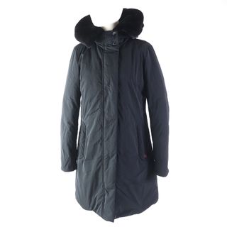 極美品 WOOLRICH ウールリッチ WWOU0412 MAPLE COAT ラビットファー・フード付 比翼仕立て ダウンコート ブラック S 正規品 レディース