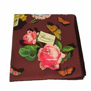 Gucci - 【GUCCI】グッチ　アパレル　スカーフ　花柄　蝶　蜂　トンボ　アリ　シルク100％　中古ランクA　レディース