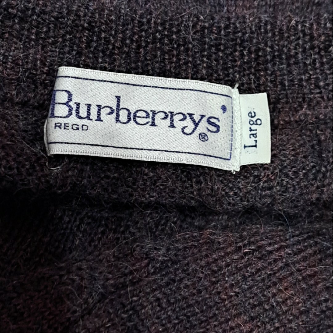 BURBERRY(バーバリー)のバーバリーズ　アルパカ　ケーブルニット　セーター　クルーネック　L　パープル メンズのトップス(ニット/セーター)の商品写真