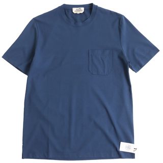 エルメス(Hermes)の未使用品 HERMES エルメス 2021年製 デザインポケット クルーネック ショートスリーブ 半袖Ｔシャツ ブルー S イタリア製 正規品 メンズ(Tシャツ/カットソー(半袖/袖なし))