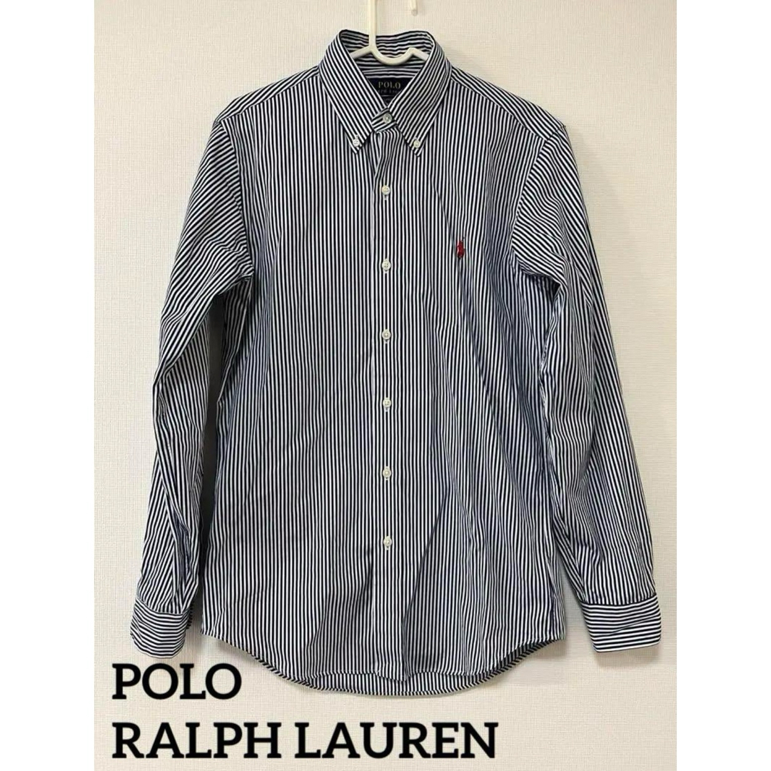 POLO RALPH LAUREN(ポロラルフローレン)の美品 Poloラルフローレン  クラシックフィット ストライプ シャツ ネイビー メンズのトップス(シャツ)の商品写真